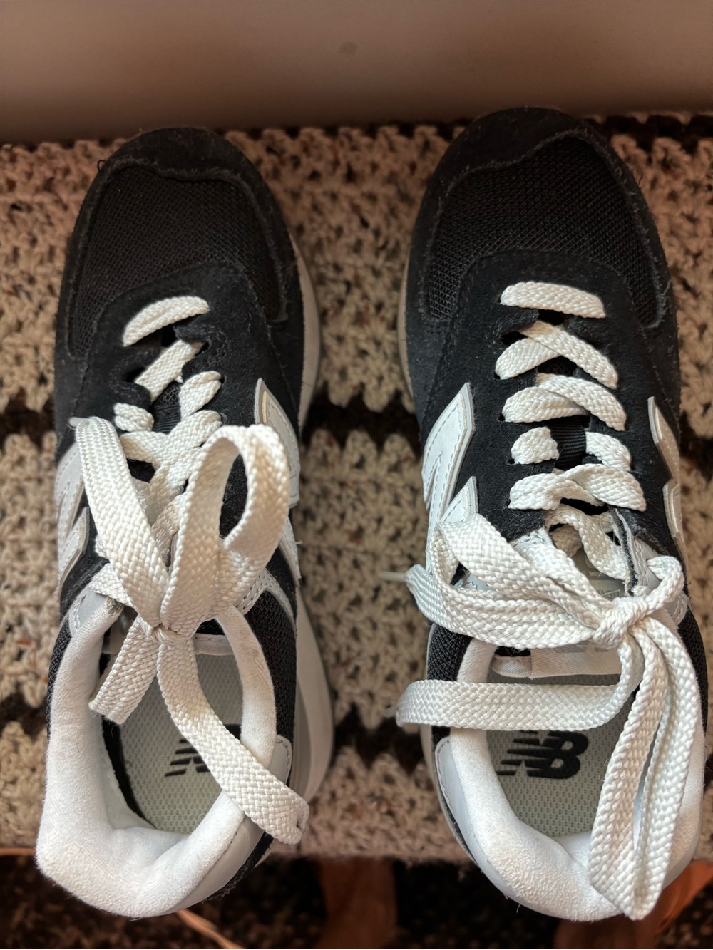 New Balance Black and White Lace-Up Athletic Sneakers